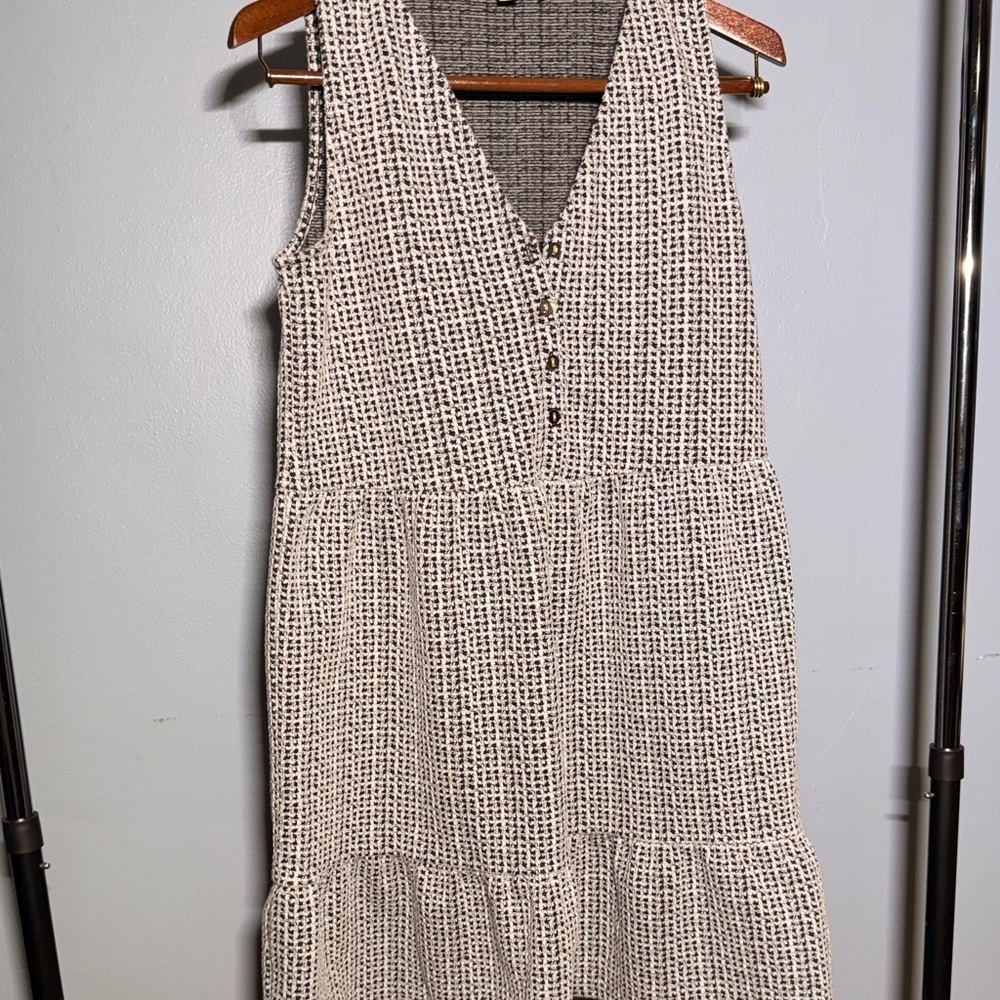 LOFT Sleeveless Black and White Checkered Midi Dress